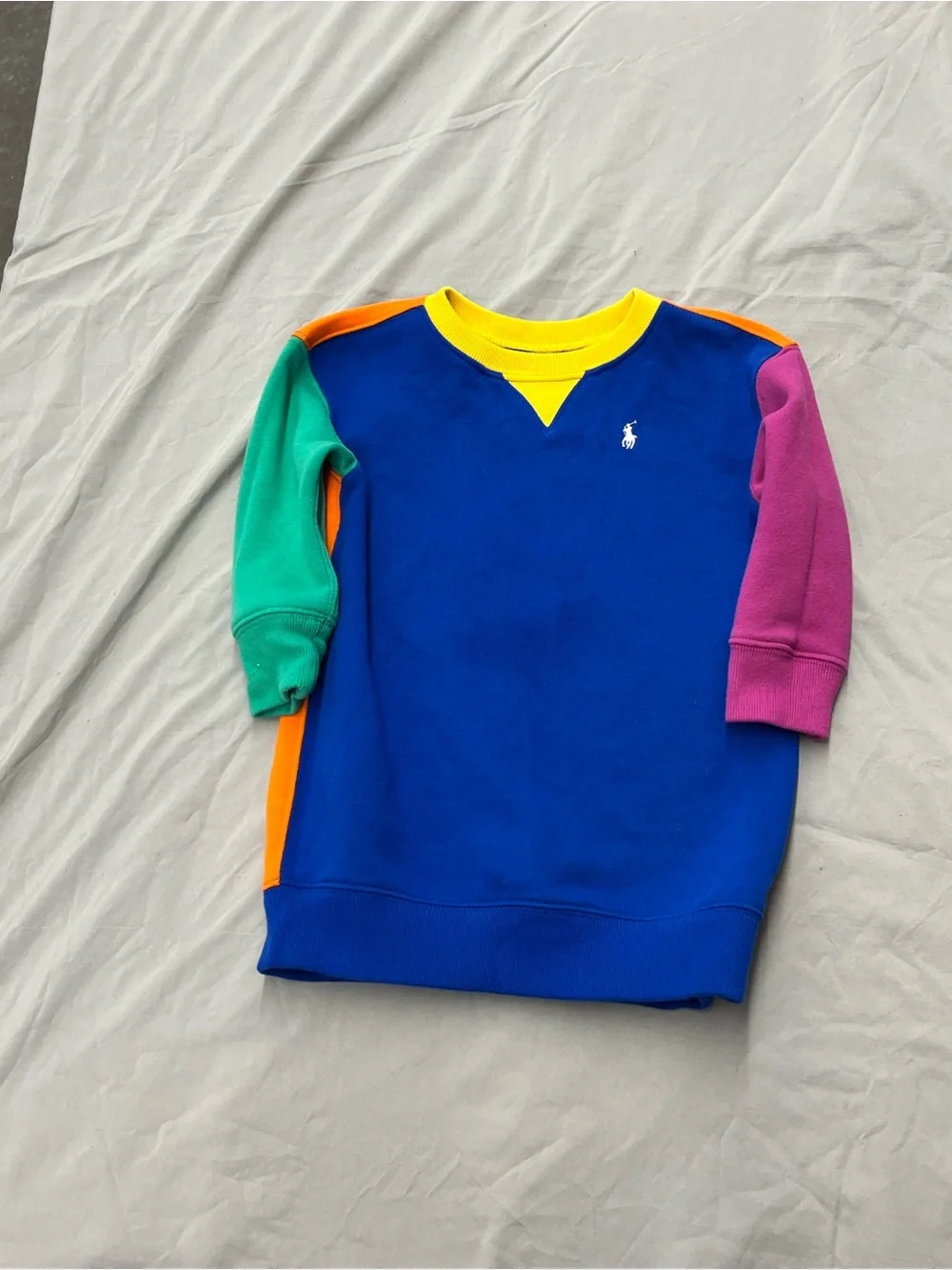 Polo by Ralph Lauren Colorblock Crewneck Sweater Dress - Blue/Multi Size 2/2T